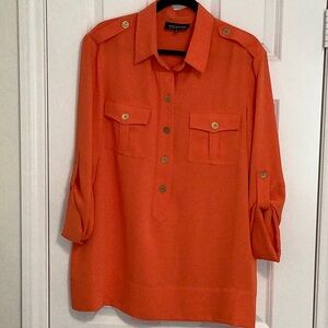Jones New York Orange Tunic Top with long sleeves